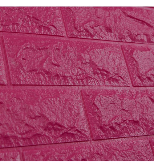 Самоклеюча декоративна 3D панель під темно-рожеву цеглу 700x770x7 мм